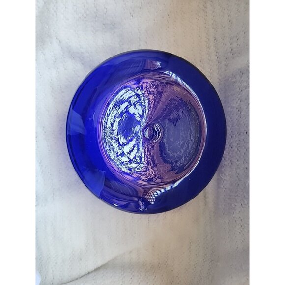 Vintage Blenko Cobalt Blue Glass Handmade Straight Sides  With Handles - Picture 6 of 8